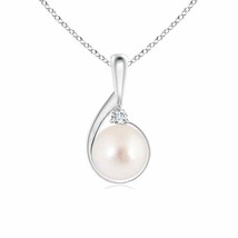 ANGARA 9mm South Sea Pearl Pendant Necklace with Diamond in Silver for Women - £356.66 GBP+