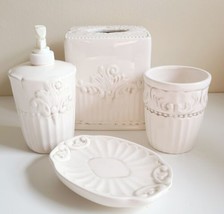 American Atelier at Home Baroque White Bathroom Accessories Four Piece S... - £51.78 GBP