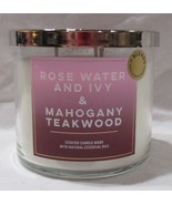BLENDS Bath &amp; Body Works 3-wick Candle ROSE WATER and IVY &amp; MAHOGANY TEA... - $69.17 CAD