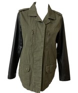 Sans Souci Green Bodice Black Faux Leather Sleeves Hidden Buttons Women&#39;... - £18.86 GBP