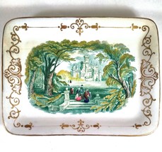 Morley &amp; Ashworth Circa 1859-1862 Porcelain Tray 7&quot; x 9&quot; Castle and Garden Scene - £56.10 GBP