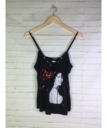 NEW Selena Licensed Black Red Sequin Logo Lace Up Cami Tank Top Womens J... - £35.35 GBP