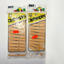 Vintage NOS Lot 24 Lola Wooden Wood Metal Spring Clothespins Made in Brazil - £30.21 GBP