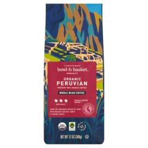 BOWL AND BASKET SPECIALTY DARK ROAST ORGANIC PERUVIAN WHOLE BEAN COFFEE ... - $15.49