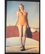 1940&#39;s Linen Postcard - Blonde Haired Woman in Bathing Suit - £2.93 GBP
