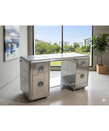 Aviator Writing Office Desk - Aluminium Plated Metal Aviation Industrial... - $3,238.69 CAD