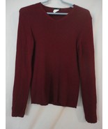 J. Crew ribbed knit Burgundy Sweater 100% merino wool Size M V-neck - $1,695.05 MXN