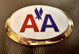 American Airlines AA Belt Buckle Gold Tone Metal Red White Blue Emblem No Damage - £23.30 GBP