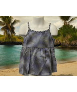 Old Navy Girl Cami Top Size XS 5 Navy Gingham SL Bow Back Adjustable Straps - $12.74