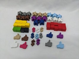 Lot Of (57) Wooden Meeple Board Game Components Cubes $ Thumbs Up People - $15.84