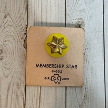 Vintage Girl Scouts Membership Star Yellow Back Pin 9-652 New - £5.95 GBP