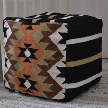 Bean Bag Cover Wool Kilim Pouf Pouffe Cube Handmade Ottoman Indian Foots... - $60.92