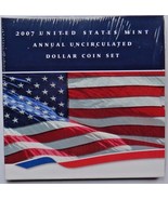 2007 US MINT ANNUALUNC  DOLLAR SET STILL WRAP IN PLASTIC INCLUDING SILVE... - £56.36 GBP