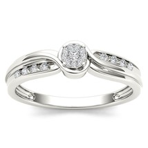 10K White Gold 0.09 Ct Diamond Cluster Engagement Ring - £225.18 GBP