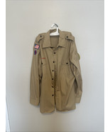 Boy Scouts of America Men&#39;s Adult Shirt Large Tan Long Sleeve Sewn on Pa... - $29.00 CAD