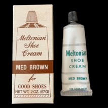 Meltonian Medium Brown Shoe Polish Cream Vintage Tube Britain Still Creamy - £15.65 GBP