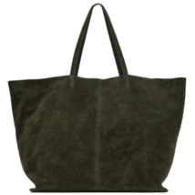 ZARA BNWT 2025. FOREST GREEN LEATHER SUEDE MAXI TOTE BAG. 6136/410/500 - $241.65