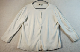 LOFT Cardigan Sweater Womens Large White Knit Long Raglan Sleeve Button Front - £12.25 GBP