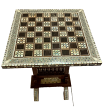 Handmade, Wooden Chess Table, Chess Board, Board Game, Mother of Pearl Inlay 16&quot; - £534.16 GBP