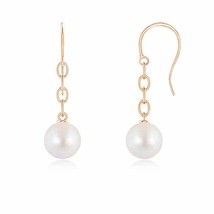 ANGARA 8MM Akoya Cultured Pearl Round Drop Earrings for Women in 14K Gold - £258.27 GBP