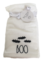 Rae Dunn Halloween Hand Towels Boo Bats Set of 2 16 x 30 in White with Black New - £16.42 GBP