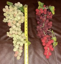 2 Large Bunch Artificial Rubber Plastic Red/ Green Grapes Fake Fruit Approx 16” - $19.78