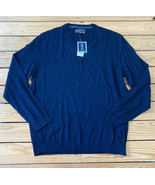 club room NWT Men’s v neck merino wool sweater Size L Blue M7 - £15.20 GBP