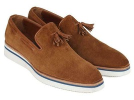 Paul Parkman Mens Shoes Loafers Camel Suede Tassel Handmade Slip-On 181-CML-SD - £251.74 GBP