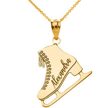 Personalized Name 10k 14k Gold Ice Skate Winter Sports Skating Pendant Necklace - £154.21 GBP