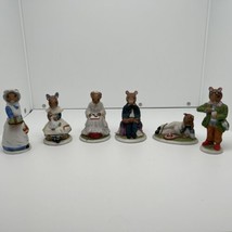 Lot Of 6 Adorable Vintage 1985 Woodmouse Family Figurines Franklin Mint - £10.62 GBP