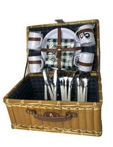 Bamboo Picnic Basket Plates Cups Plasticware Camping Picnick Decoré Case... - $324.93 MXN
