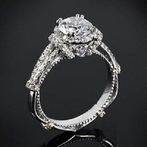 14K White Gold Over Round Simulated Diamond Engagement Ring Wedding Ring... - $1,192.56 MXN