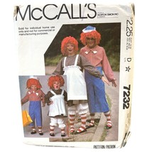 McCalls Sewing Pattern 7232 Raggedy Ann and Andy Costume Boys Girls Size 10-12 - $11.69