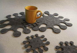 Placemats and Coaster Fingers Weave Felt Table Mats Set of 8 pieces grey coaster - £17.02 GBP