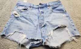 Levi&#39;s 501 Cutt Off Shorts Womens Sz 29 Blue Denim Distressed Button Fly Regular - £17.64 GBP