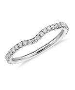 Round Moissanite Curved Wedding Band, Stackable Band, Half Eternity 14K ... - $179.00