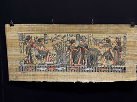 Papyrus Painting King Tut and his Wife Honeymoon on the Nile Egyptian pa... - $159.00