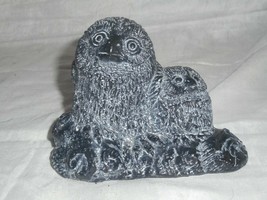 Vintage Aardvark Canada Momma Owl With Owlet Perched Carved Soapstone Figurine - £22.77 GBP