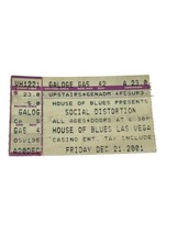 Vtg Rock Band Social Distortion 12/21/01 Las Vegas House of Blues Ticket Stub! - $28.50