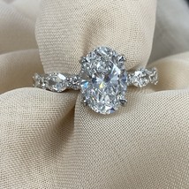 IGI 3.29 TCW (3.09CT) Oval Brilliant Cut Lab Grown Diamond Ring 14k Whit... - $1,662.80+