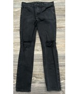 Pacsun Men&#39;s Jeans 29x28 Stacked Skinny Black Cotton/Spandex Ripped Dest... - £16.89 GBP