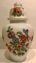 Norleans Italian Frosted Ginger Jar / Urn - White with Floral Design - Handmade - £19.99 GBP
