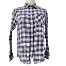 American Eagle Outfitters Boyfriend Shirt Womens S Purple Plaid Button LS - $13.86