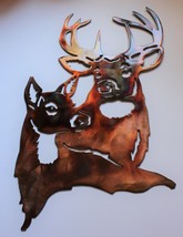 Deer Head Pair - Metal Wall Art - Copper 17&quot; x 11&quot; - £35.78 GBP