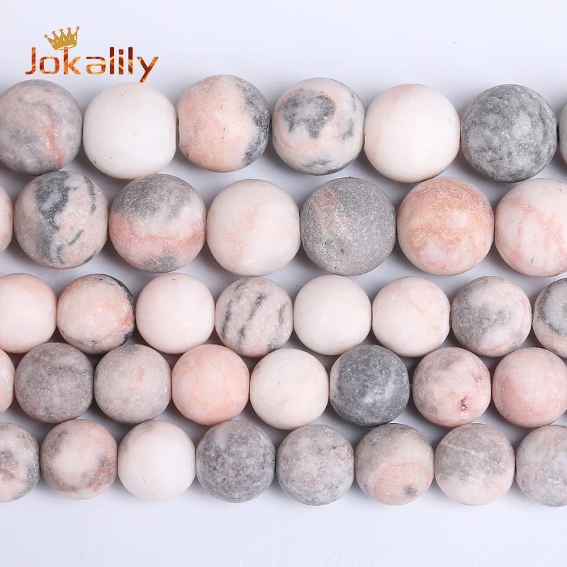 House Home Wholesale Natural Matte Pink Zebra Jaspers Stone Round Loose A For Je - $25.00