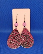 Pink and Purple Paisley Teardrop Earrings - $2.97