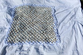 Gray and Blue Granny Square Baby Quilt - £245.51 GBP