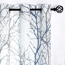 Fmfunctex Blue White Curtains 84&quot; For Living Room Grey Tree Branches, 2 Panels - £36.84 GBP