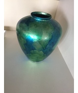 blue green ceramic vase approximately 1 ft tall and wide - £157.26 GBP