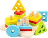 Wooden Montessori Sorting &amp; Stacking Toys For Toddlers 1 2 3 Year Old, E... - $25.99